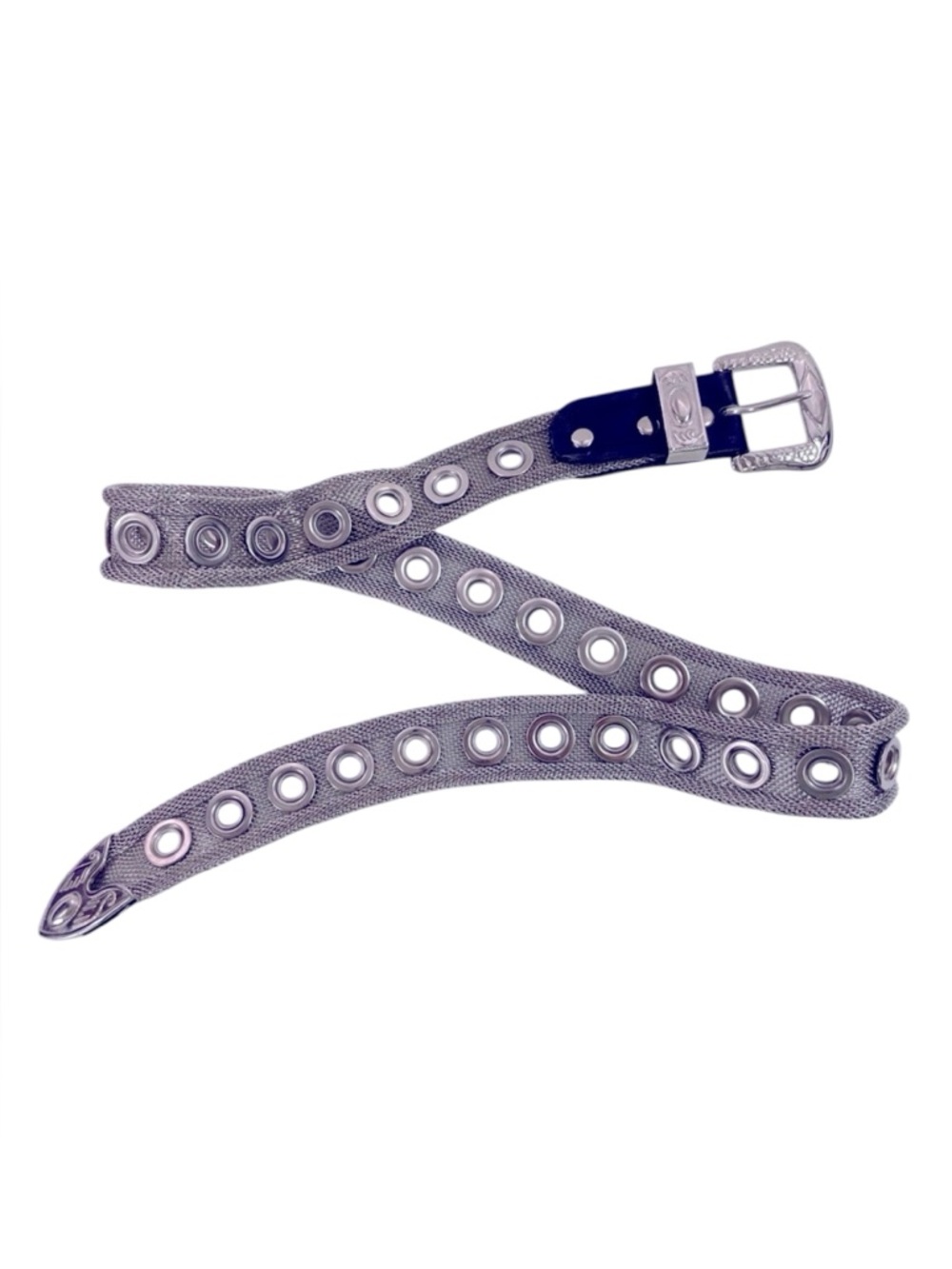 Vintage Express mesh metal belt with rivet belt holes and ornate buckle Medium - Picture 2 of 12
